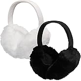 Gvhntk 2 Pieces Women Winter Ear Muffs Foldable Faux Fur Earmuffs Cute Ear Covers Soft Warm Ear Warmer Cold Weather Outdoor