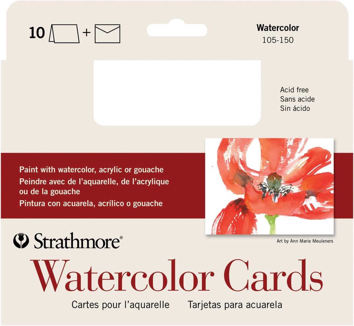 Amazon Com Strathmore 105 150 1 Watercolor Cards Cold Press 5 X 6 875 10 Cards And Envelopes Home Kitchen