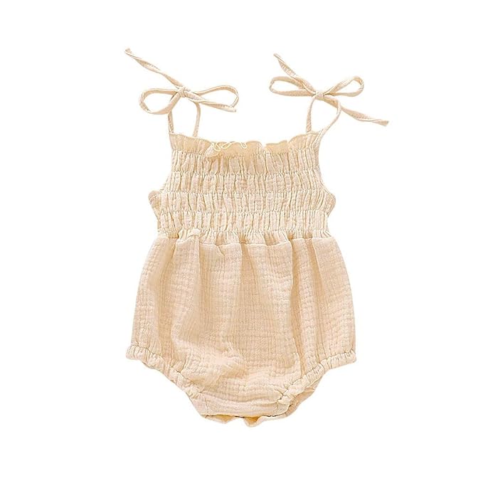 Zylione Baby Crawler Kinder Sommer ärmelloses Armband Baumwolle und Leinen Falten