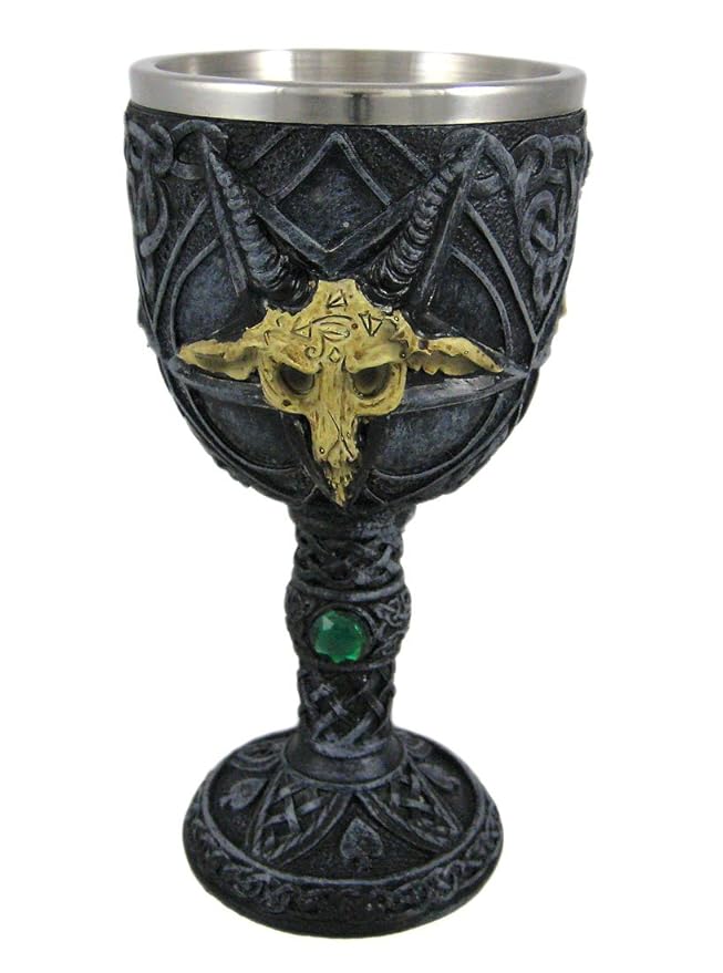 Medieval Renaissance Wine Goblet Gemstone Chalice Cup (Goat Green