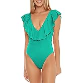 Trina Turk Ruffle Plunge One Piece Swimsuit