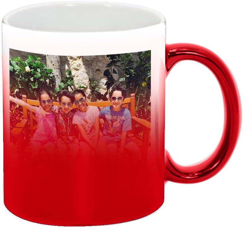 Personalized Add Your Custom Text and Photo White Ceramic 11 Oz Coffee Mug Customizable Gift For Him, For Her, For Boys, For Girls, For Husband, For Wife, For Men, For Women (Red Color Changing)