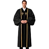 MyGradDay Unisex Deluxe Clergy Robe，clergy church gown | Elegant robe with velvet trim for pastors, ministers, and church leaders in worship services and ceremonies