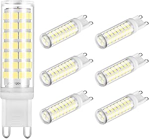 Yuiip G9 LED Light Bulbs, 6W (40W 50W 60W Halogen Equivalent), Daylight White 6000K, G9 Bi Pin Base Bulb, Not Dimmable Lamp for Home Lighting (Pack of 6)