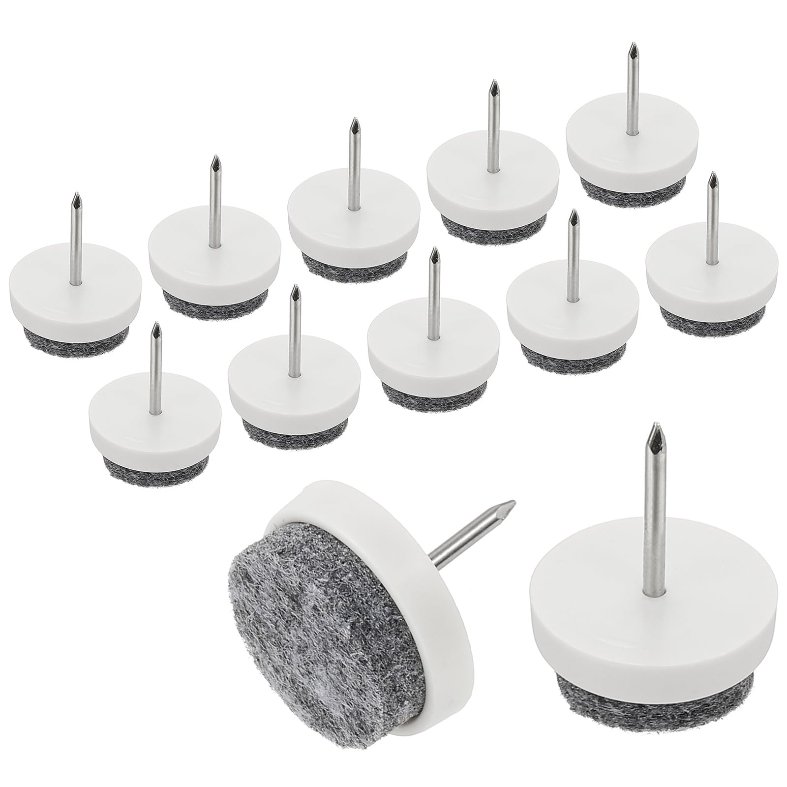 PATIKIL 0.79" Screw-on Furniture Felt Pad, 40 Pcs Nail on Chair Leg Floor Protectors Glide Round Slider Screw-in for Chair Table Furniture, White