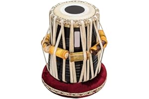 QUEENBRASS Professional Dayan Tabla in Black Sheesham Wood – Handcrafted, Concert Quality, Tuned to C Sharp (PDI-CHH) – Rich Sound, Perfect for Classical Performances & Practice