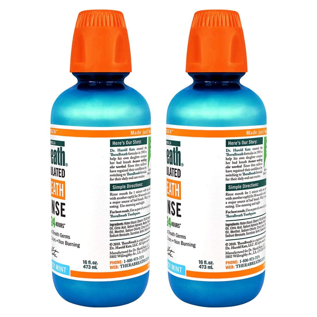 TheraBreath Gluten-Free Fresh Breath Oral Rinse, Icy Mint, 3 Ounce Bottle (Pack of 6) : Beauty