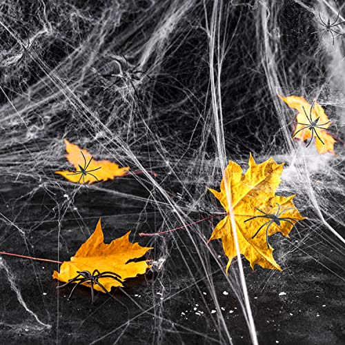 Spider Web Halloween Decorations - Cobweb Decorations Indoor/Outdoor Spider Webs 1000 sqft with 60 Fake Spiders