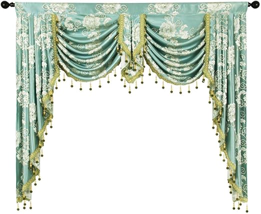 Amazon Com Elkca Golden Jacquard Swag Waterfall Valance Luxury