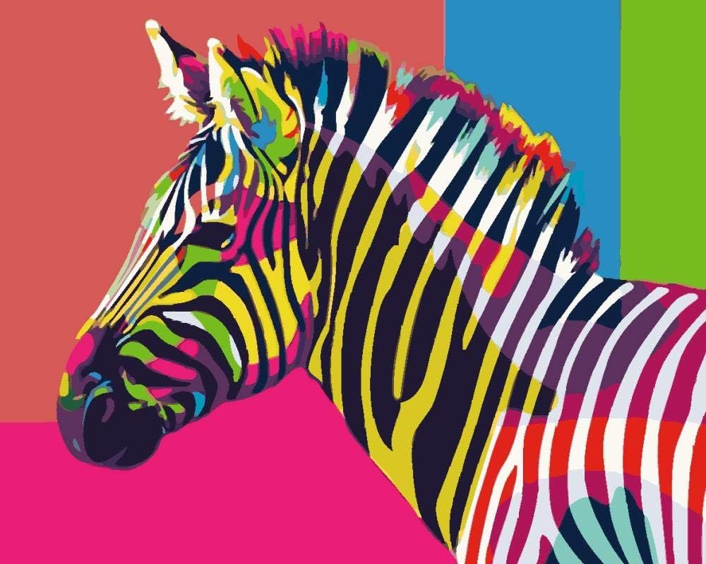 Paint by Numbers Kits with Brushes and Acrylic Pigment DIY Canvas Painting for Adults Beginner - Color Zebra 16*20 inch (Without Frame)