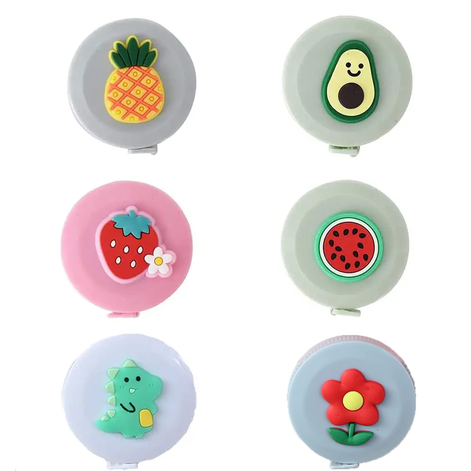 Tape Measure Clothes, 6 Pieces Fruit Tape Measure, Soft Tape Measure For Body, Soft Round And Portable Tape Measure for Weight Loss Sewing Tailor Fabric Precise Measurement (Multiple Styles)