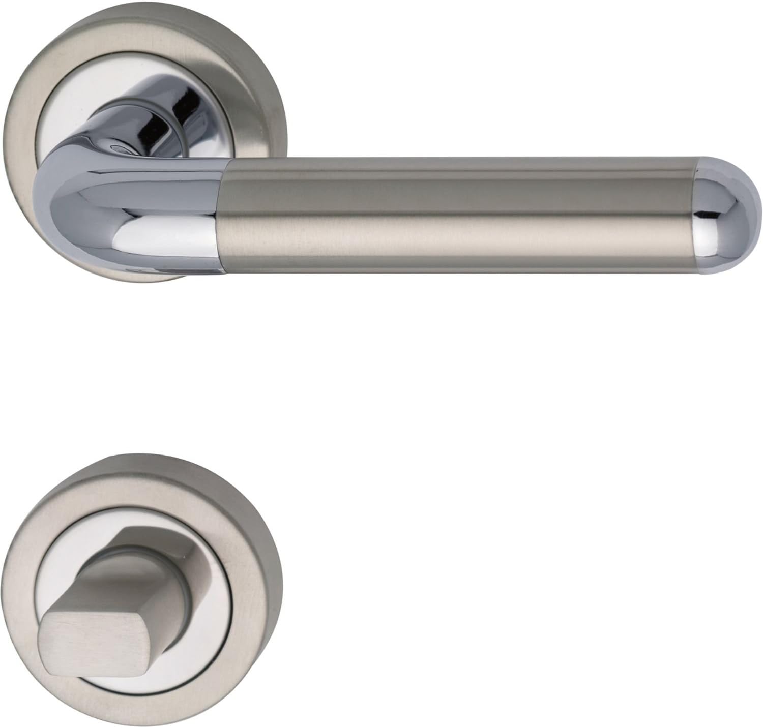 Marc Hesi Door Handle Set with Rosette WC, Chrome-Plated Brass/Stainless Steel, 1710.16 W.219.m