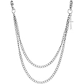 Pants Chain for Men Women, Silver Double-Layer Wallet Chain for Jeans, Goth Jewelry KeyChain Hip Hop Punk Style Goth Accessories for Costumes, Skirts, Shorts, Trousers