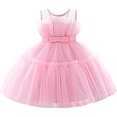 Toddler Flower Girl Wedding Guest Dress Baby Girls Formal Ruffle Tutu Tulle Dresses Birthday Party Ball Gown