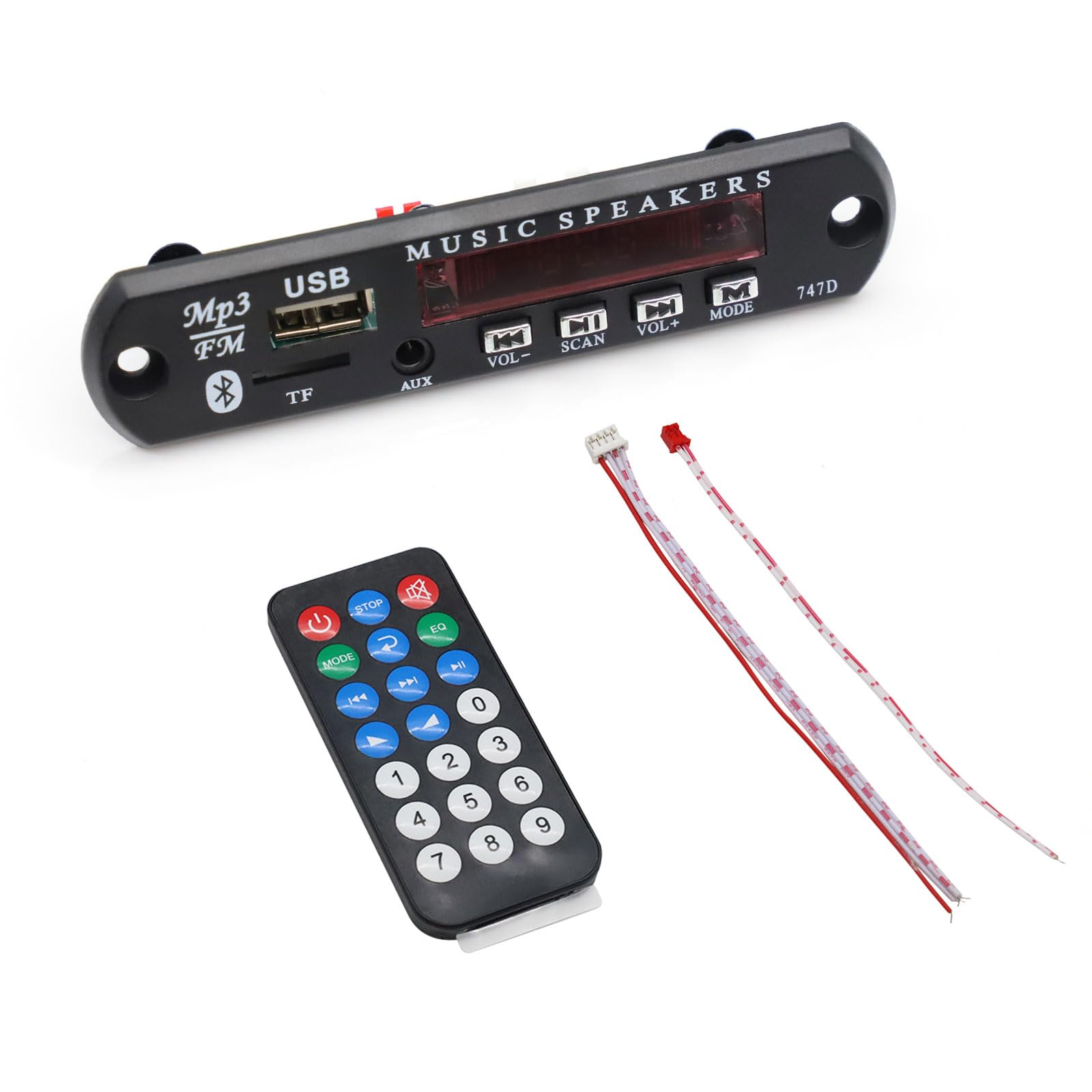 ICQUANZX 00966 AV Receiver, Bluetooth, USB, 60W, Black with TF Card Slot, MP3/WMA/WAV/FLAC/APE Decoding Board, FM Radio, AUX, Hands-free Calls
