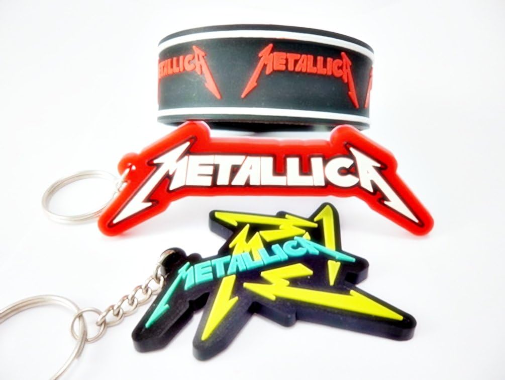 3x Metallica MUSIC 3 rubber wristband bracelet & Keychain Key Fob Ring Everything Else