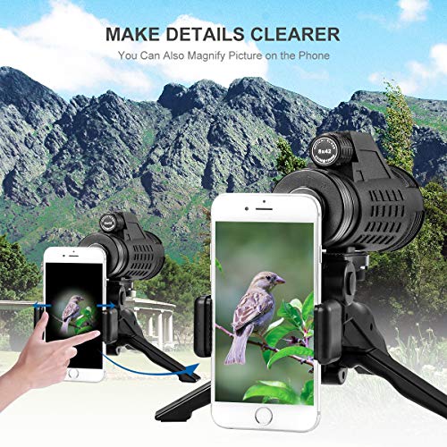 Foxnovo Monocular Telescope 8x42 High Power Monoculars Scope Portable Scope Smartphone Tripod Scope, Waterproof Shockproof HD BAK4 Prism FMC Monoscope for Bird Watching, Hunting, Camping, Wildlife - Thumbnail 4