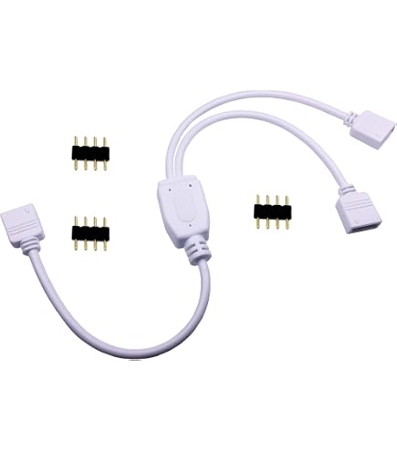 DEMASLED 2-Wege LED-Splitterkabel 4-polig – 30,5 Cm, Für RGB-LED-Streifen 5050/3528/2835, 1 Auf 2 Verteiler