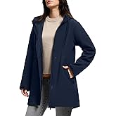 SaphiRose Women's Waterproof Rain Jacket with Fleece Lining Hooded Windbreaker Long Warm Outdoor Softshell Coat