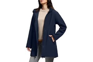 SaphiRose Women's Waterproof Rain Jacket with Fleece Lining Hooded Windbreaker Long Warm Outdoor Softshell Coat