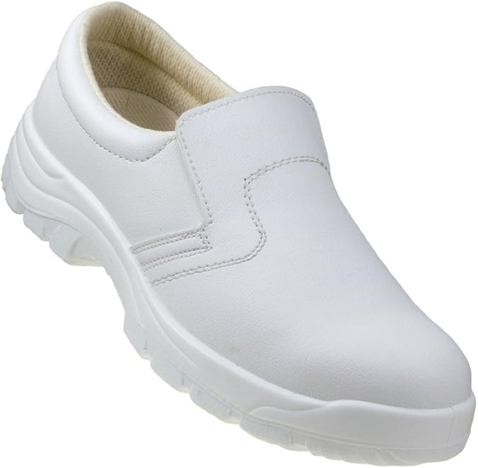 White Safety Shoes Metal Toe Cap Microfiber Anty Slip Waterproof Work