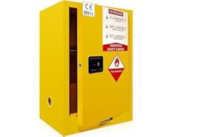 GENERIC 36 Gallon Yellow Flammable Storage Cabinet, Fireproof Steel Chemical Storage Locker with Adjustable Shelves, for Flammable Liquids, Industrial Use, Free Returns!