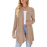 Uvog Women's Draped Front Open Cardigan Casual Long Sleeve Lightweight Cardigans Sweaters Duster