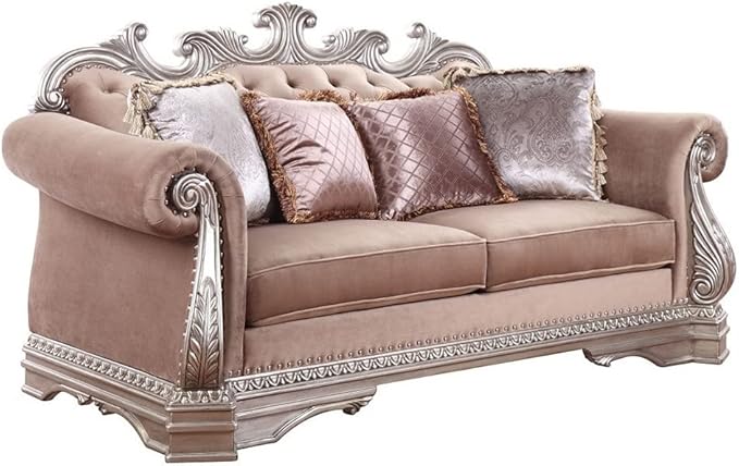 Amazon Com Acme Furniture Sofa Velvet Antique Silver Furniture Decor