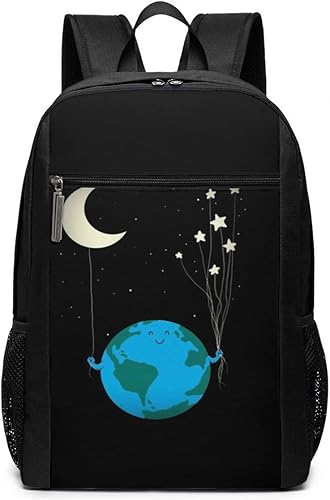 Amazon 月の星と面白い地球 リュック バックパックリュックサック 大容量 Pcバッグ レジャーバッグ 旅行カバン 登山リュック ビジネス リュック ユニセックス おしゃれ 人気 17インチ Na メンズ