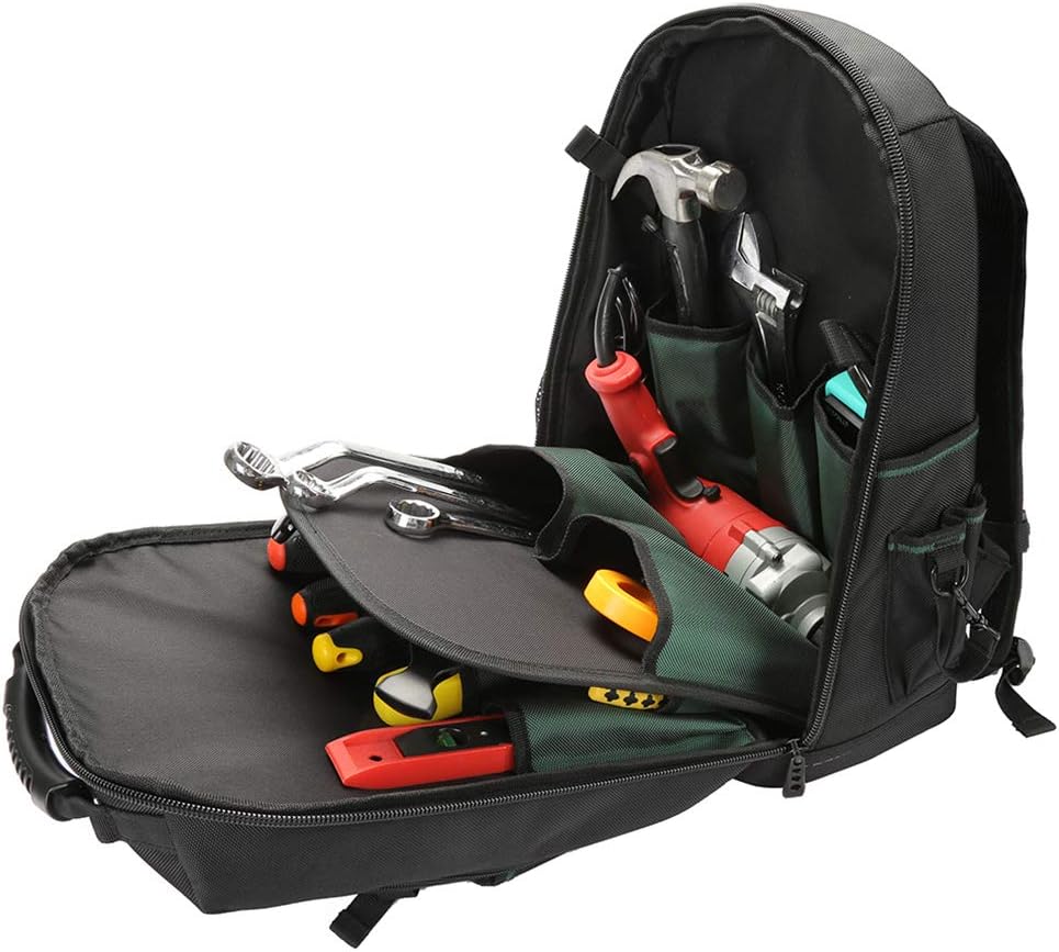 Baffect Tool Backpack Bag with Tool Organiser,Heavy Duty Tool Bag Waterproof Tradesman Electrician Tool Rucksacks Backpack Tool Bag Electrician Tool Bag