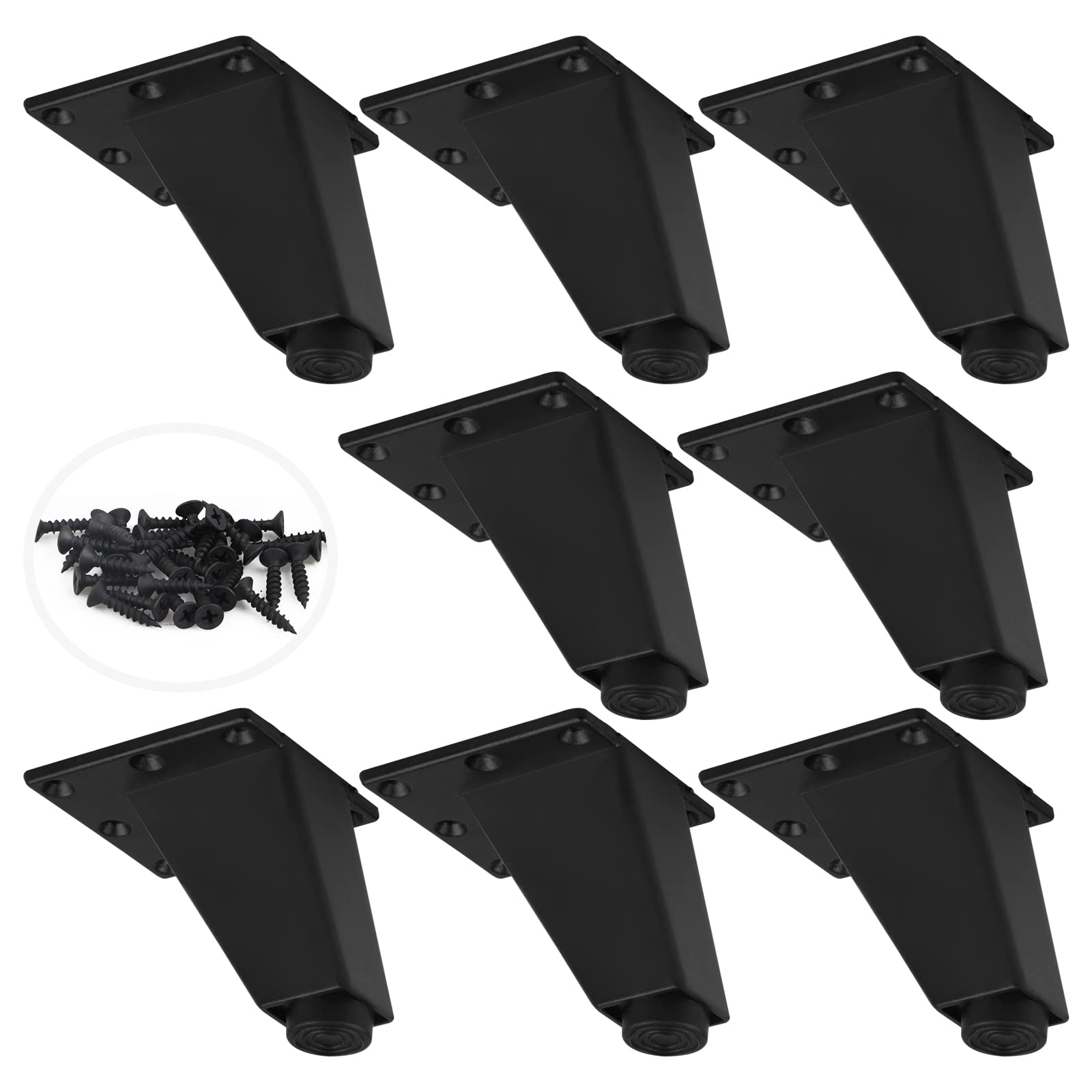 DBREAKS Furniture Legs, 8pcs Black Aluminium Triangular Legs, 80 mm Adjustable, for Sofa, Cabinets, Kitchen, Living Room, Kitchen Table, Bed, High Stability, 200 kg Load Capacity