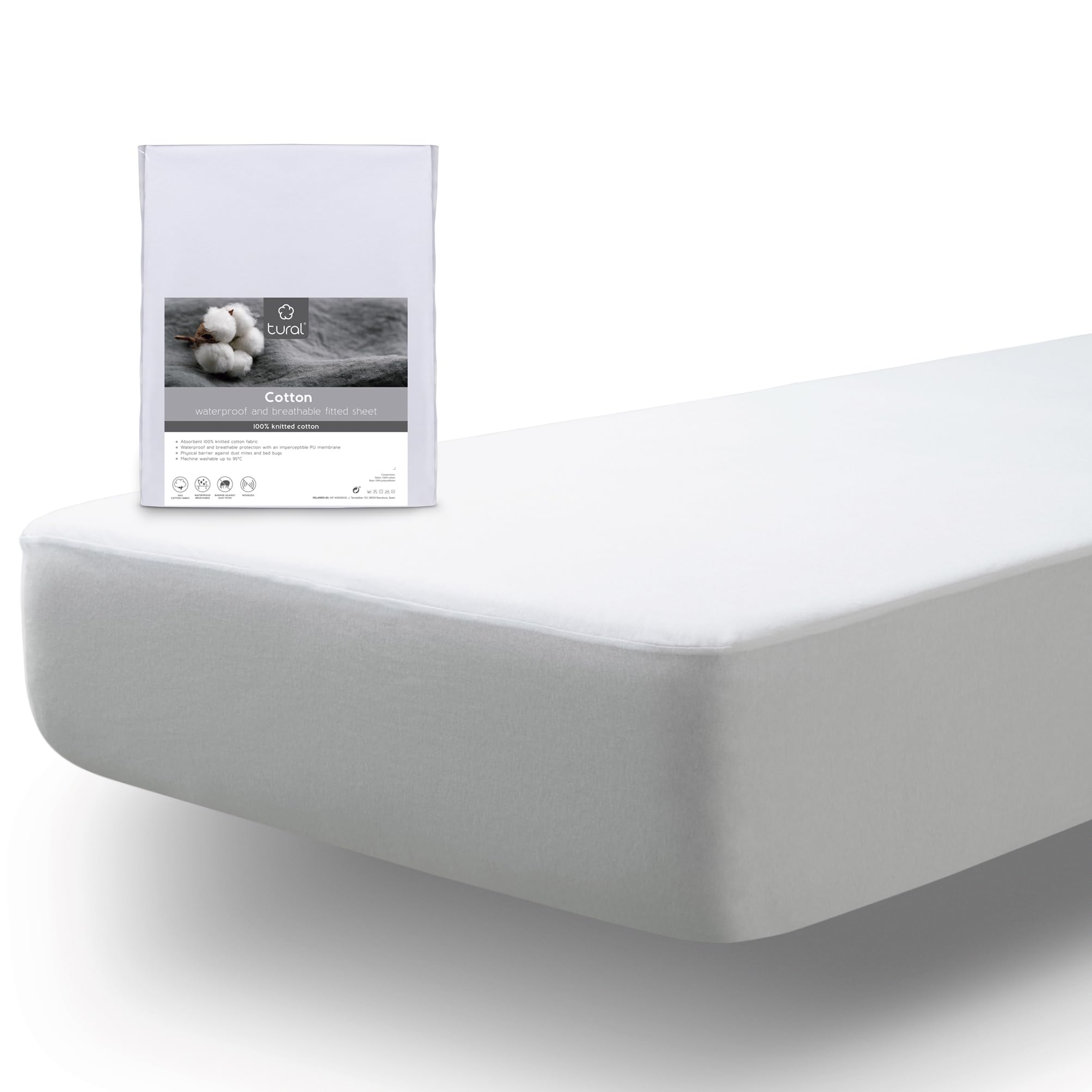Tural Mattress Cover 160x200cm Euro King Queen 2 in 1 Protector and Fitted Sheet Waterproof and Breathable