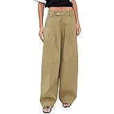 Pixie Market Women's Baggy Khaki Button Pants
