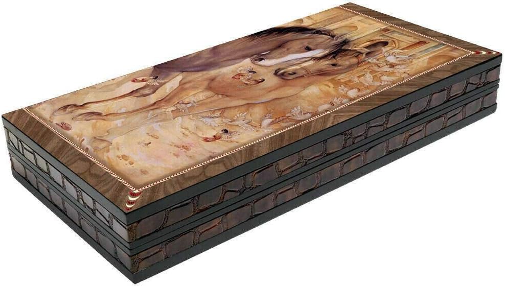 Travel Backgammon Set Wooden Board Game With Pieces Stallion 20"