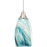 Art Glass Mini Pendant Lights for Kitchen Island Blown Art Glass Pendant Light Shade hanging ceiling lights with Brushed Nick