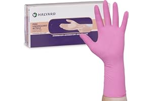 HALYARD PINK UNDERGUARD Nitrile Exam Gloves, Powder-Free, 4.7 mil, Extended 12" Cuff, Pink