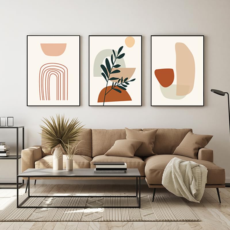 WADBTP Bohemian Style Poster Set, Modern Bedroom Living Room Background Wall Decoration Poster, Plants Abstract Home Decoration Painting, Frameless (Style 8, 20X30CM*3)