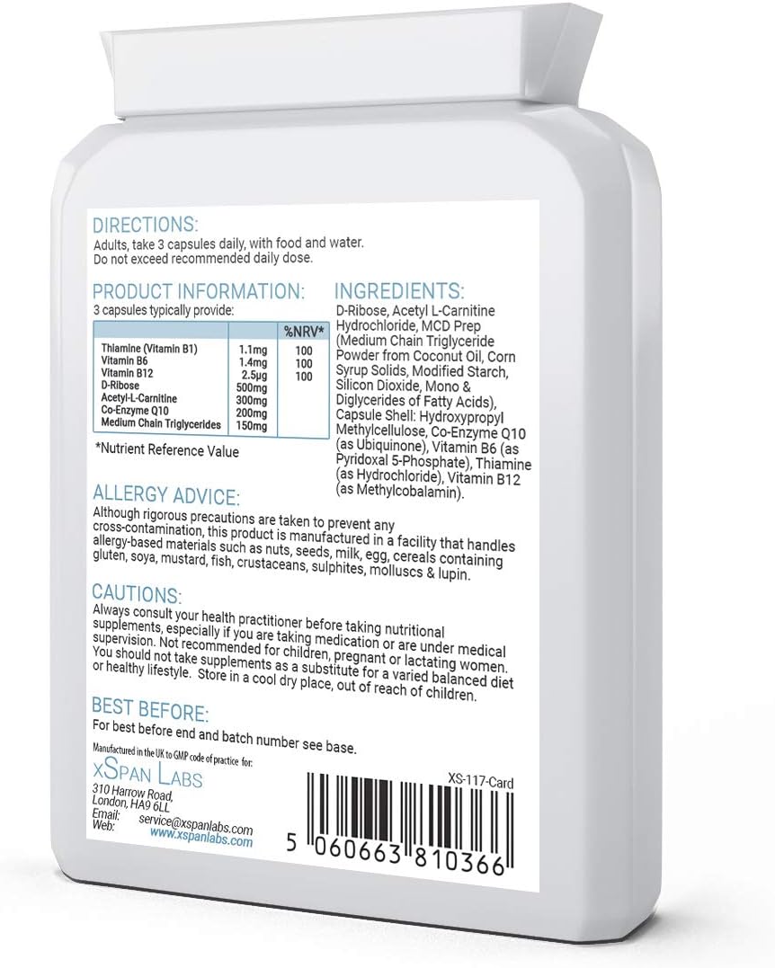CardioBoost 90 Capsules, CoQ10, Acetyl L-Carnitine & D-Ribose with B Vitamins & MCT - Image 3