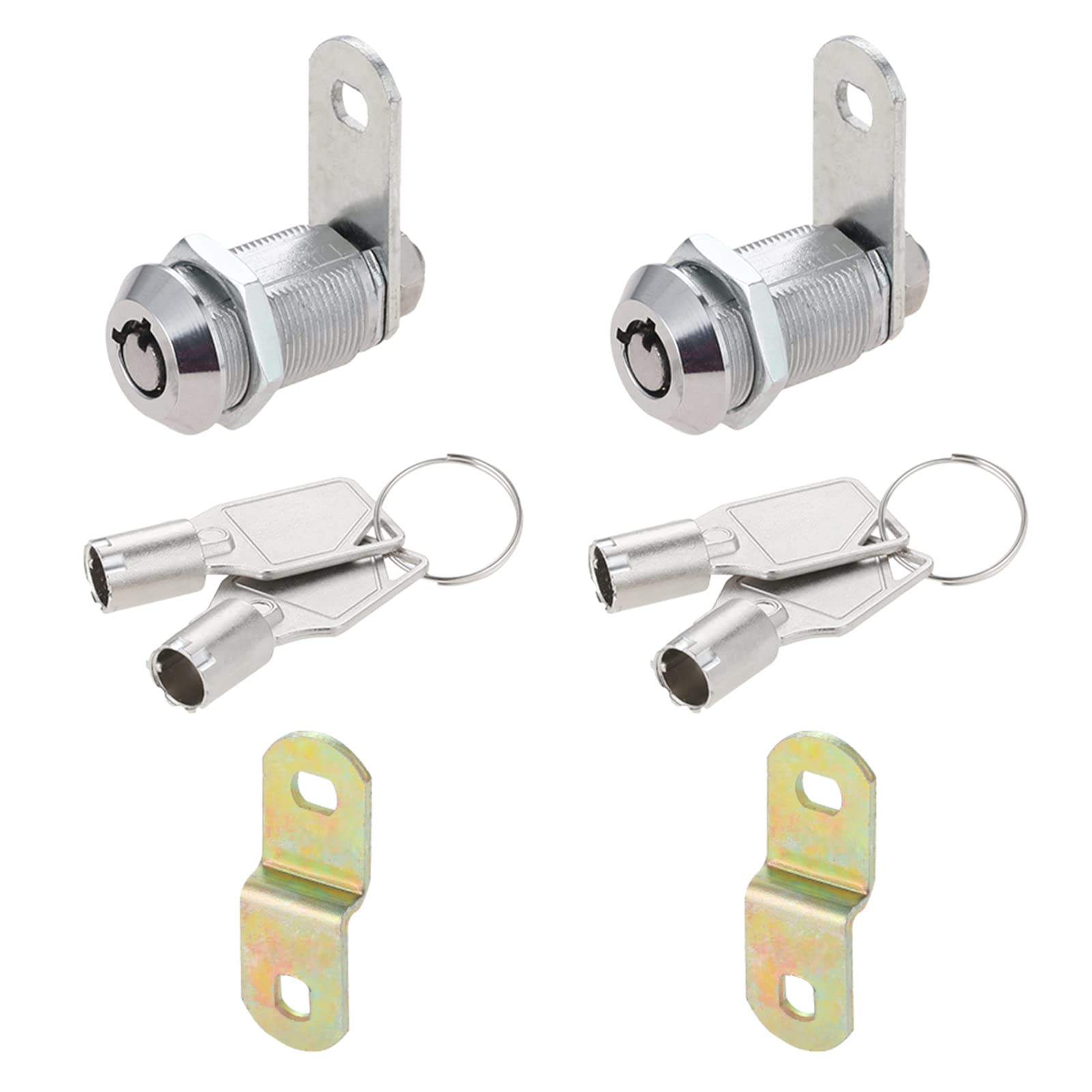 2 Pack Tubular Cam Locks, Dreld 1-1/8 Inch Cylinder Security Lock with 4 Keys, Straight and Offset Cam Chrome Finish for Drawer, RV, Vending Machine, Fruit Machine, Pool Table (27mm, Keyed Alike)