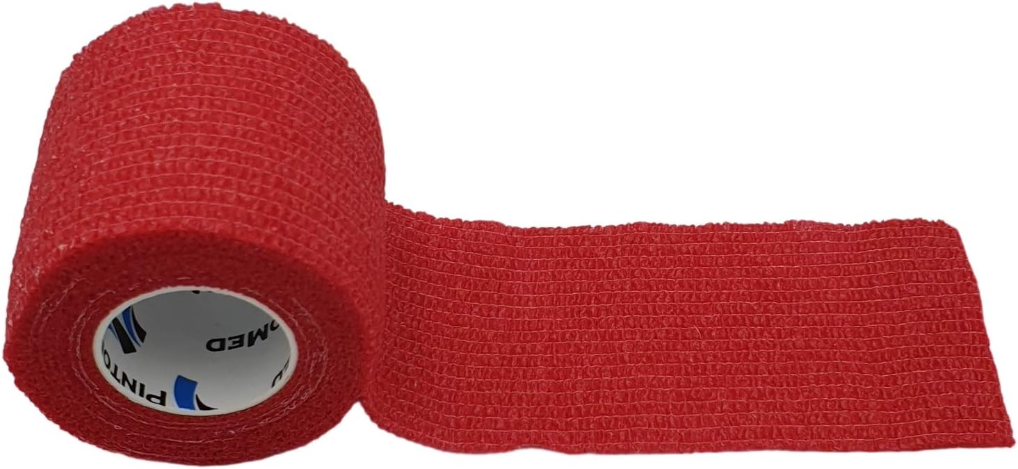 PintoMed, 10 X RED X 5CM X 4.5M, Cohesive Bandage Stretched, Self-Adhesive Flexible Bandages - Image 4