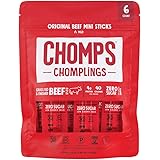 CHOMPS MINI Grass Fed Beef Jerky Meat Snack Sticks 0.5 Oz, Original Beef (Pack of 6)
