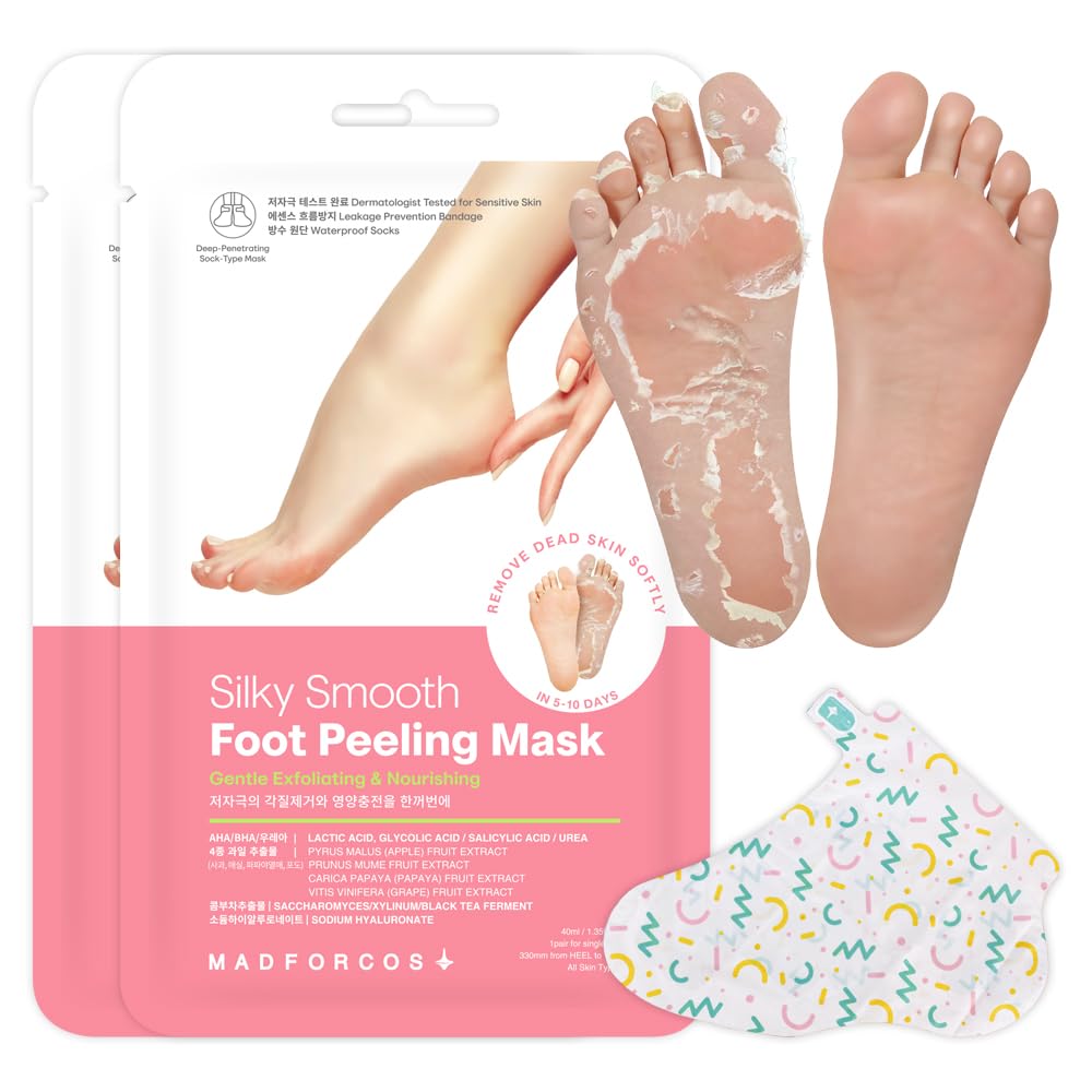 MADFORCOS Silky Smooth Foot Peeling Mask, 1.4 fl oz (40 ml), 2 Sheets, Heel Exfoliation, Painless, Foot Exfoliating Mask, Foot Mask