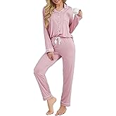 MTMHO Women's Pajama Sets Long Sleeve Button Down Sleepwear Soft Pjs Lounge Sets for Women 2 Piece