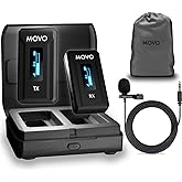 Movo WMX-2 Wireless Camera Microphone with Charging Case - Lavalier Mic for DSLR Cameras, Vlogging, Content Creation, Filmmaking