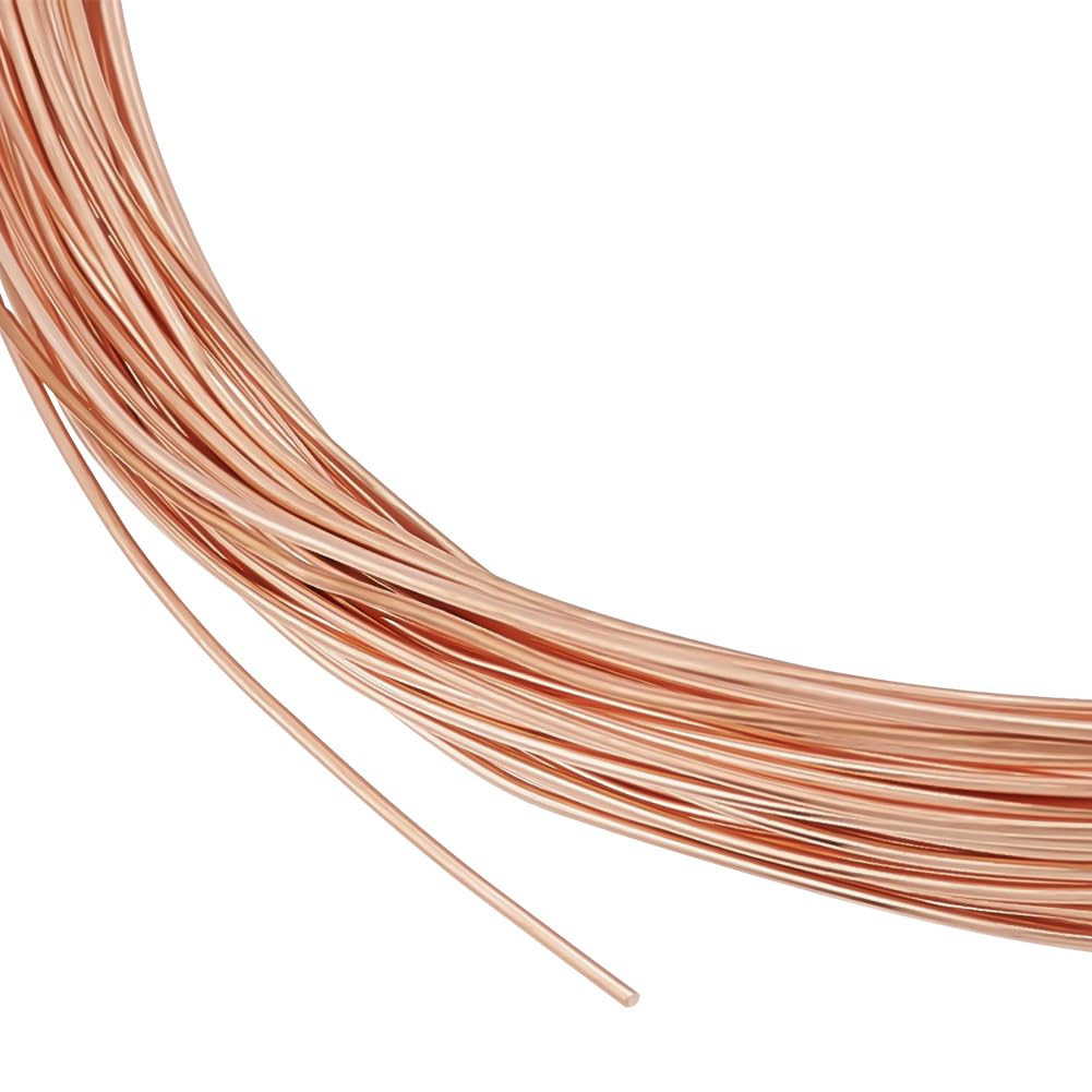 BENECREAT 49.2 Feet/15m 23 Gauge(0.6mm) Solid Bare Copper Wire Round Copper Wire Jewelry Beading Wire for Ring Earrings Jewelry Making DIY Craft Supplier