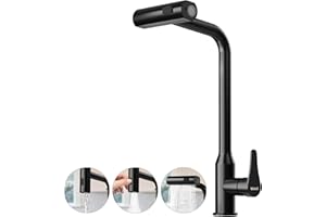 VallisCo Waterfall Kitchen Faucets with Pull Down Sprayer, 3 Modes Function Sprayer Single Handle Sink Faucet，360° Rotatable Kitchen Sink Faucet Easy Installation Commercial Modern Faucets for Kitchen