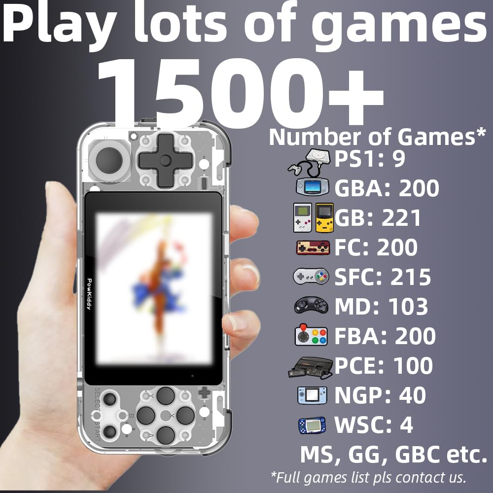 Q90 Handheld Game Console 3 inch Retro Handheld Video Games Consoles Built-in Classic Games Rechargeable Battery Portable Style Hand Held Game Consoles System Transparent
