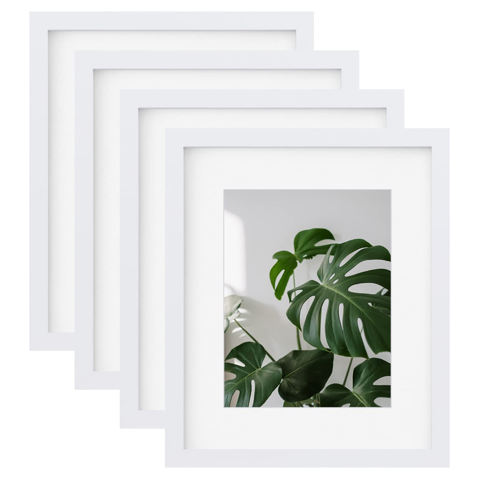 EGOFINE 12x10 Photo Frames,Solid Wood Picture Frames with Acrylic Glass,10x12 Poster Frame with Mount, Frame for 10x12 Print and 6x8 Picture Photo,Tabletop and Wall Mounting Display,Set of 4,White — image 1