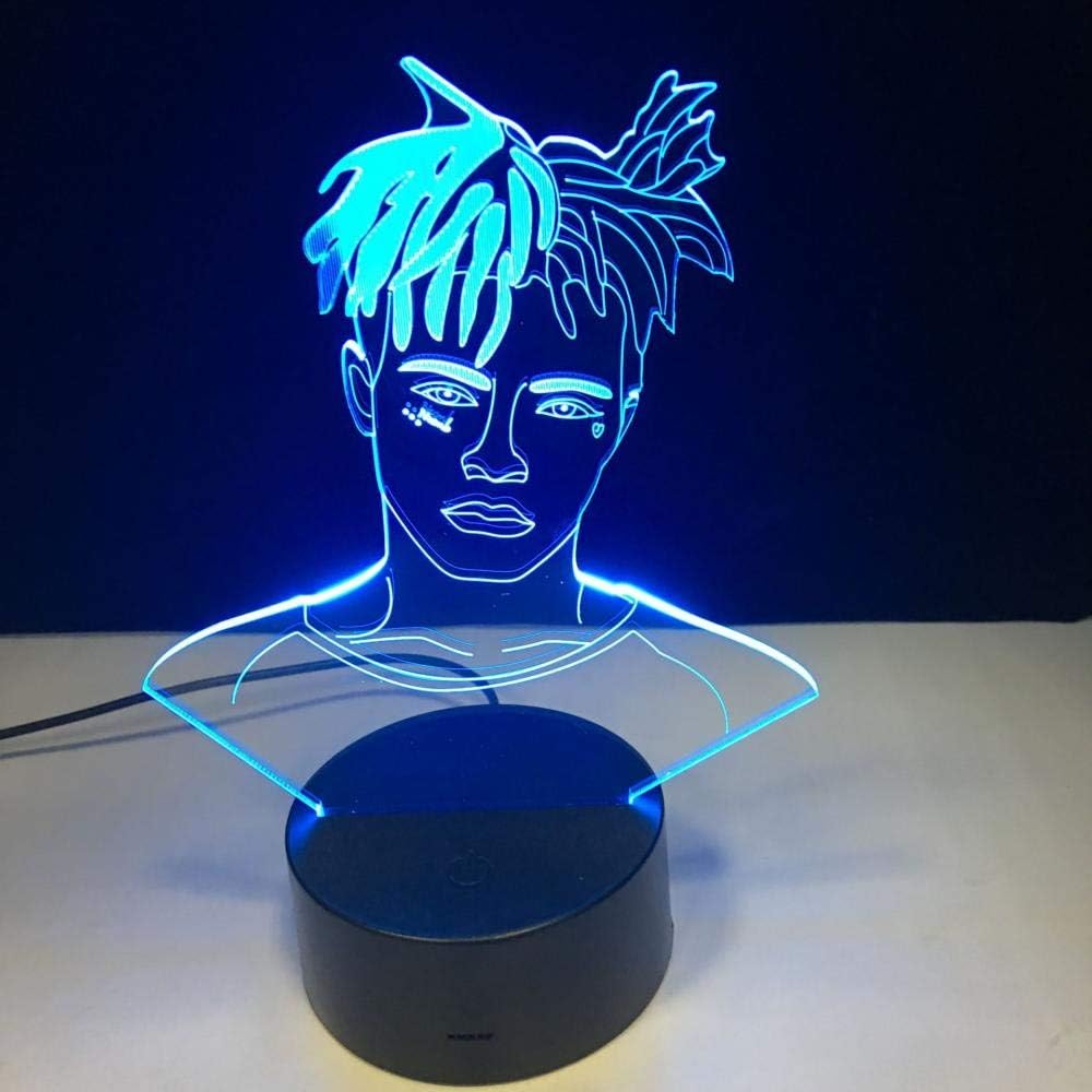 3D Illusion Lamp Led Night Light XXX Tentacion The Raper Figure Decoration Jahseh Dwin Rickie Onfroy Souvenir Gifts for Fans