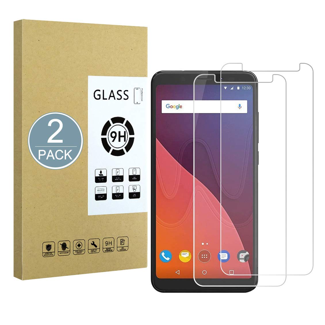 E-Hamii [2-Pack Screen Protector Compatible with Wiko uPulse Lite,9H Tempered Glass Protective,2.5D Double Defense Series Premium Protect Film,[Anti-fingerprint and Anti-Scratch][Bubble-Free]